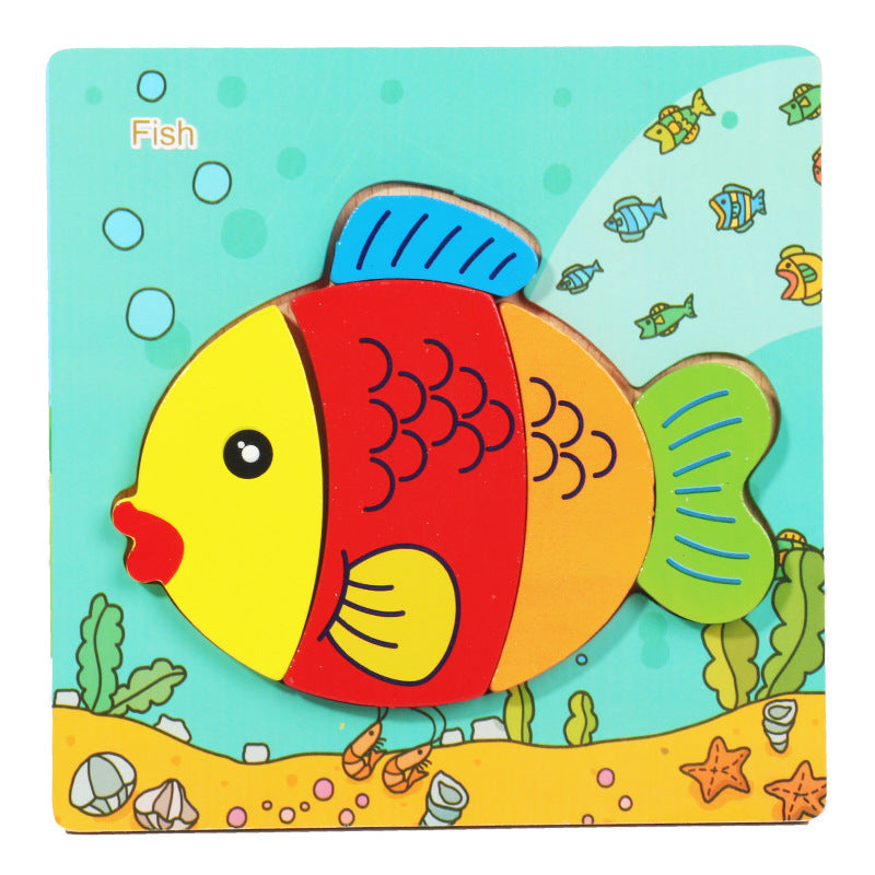 1-3 To Early Education Wooden Children'S Educational Cartoon Animal Three-Dimensional Puzzle