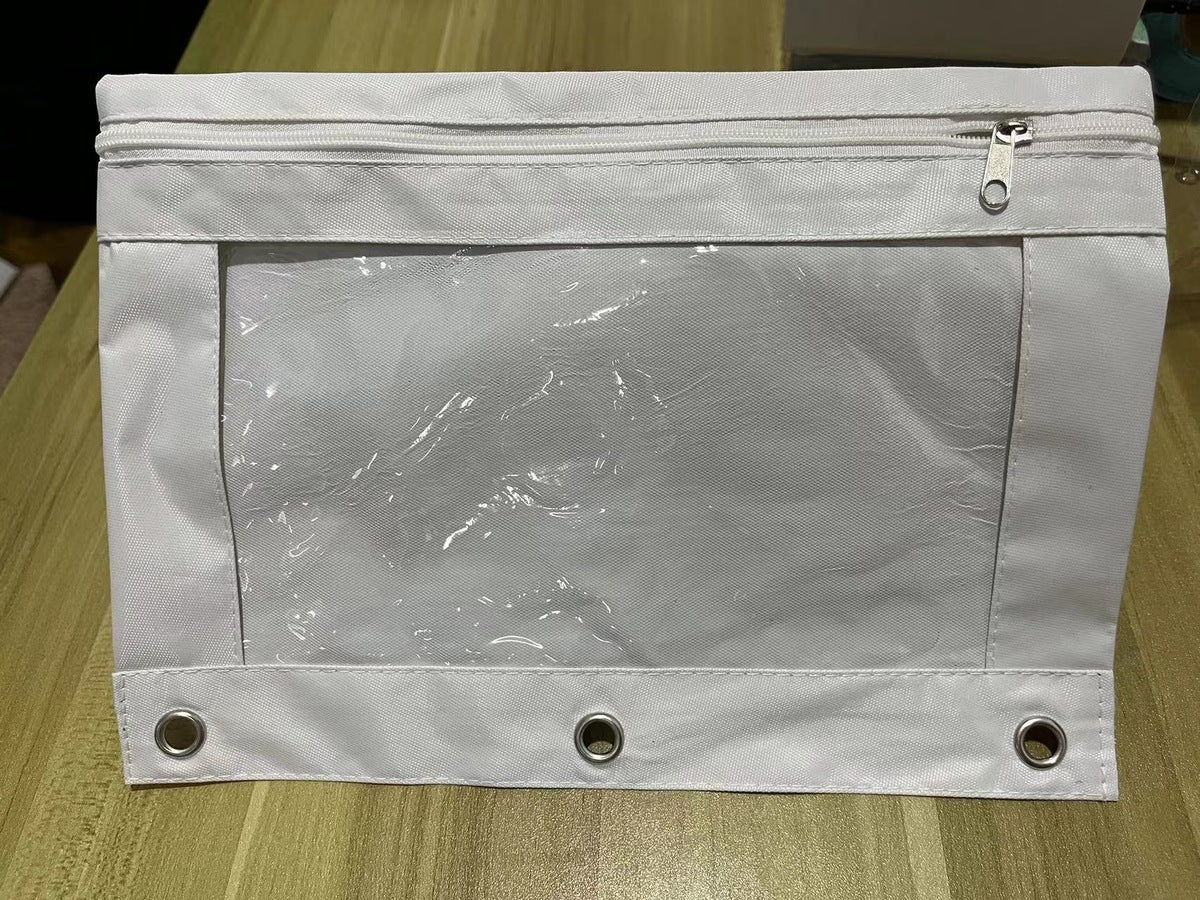 Fashion Simple Solid Color Three-Hole Oxford Fabric Large Capacity Pencil Bag