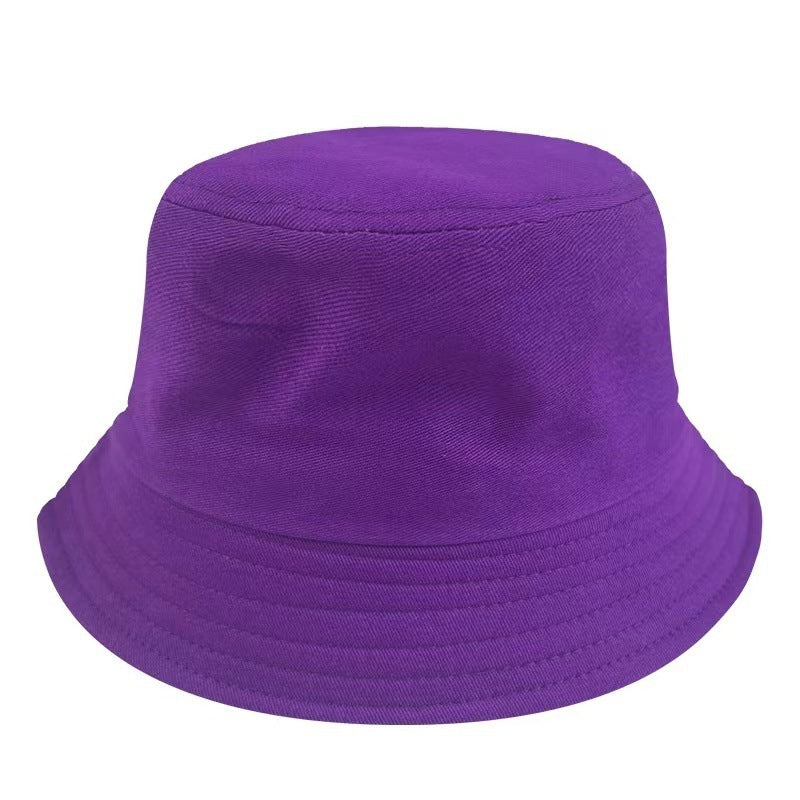 Fashion Solid Color Kids Flat Top Sunshade Sunscreen Double-Sided Bucket Hats