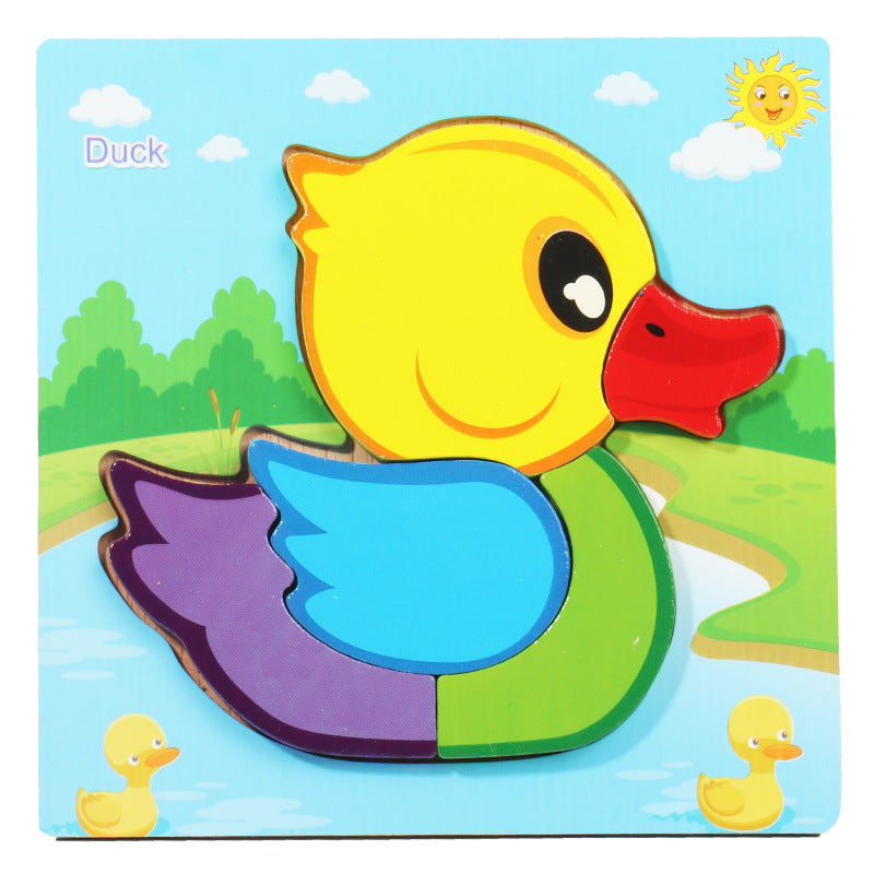 1-3 To Early Education Wooden Children'S Educational Cartoon Animal Three-Dimensional Puzzle