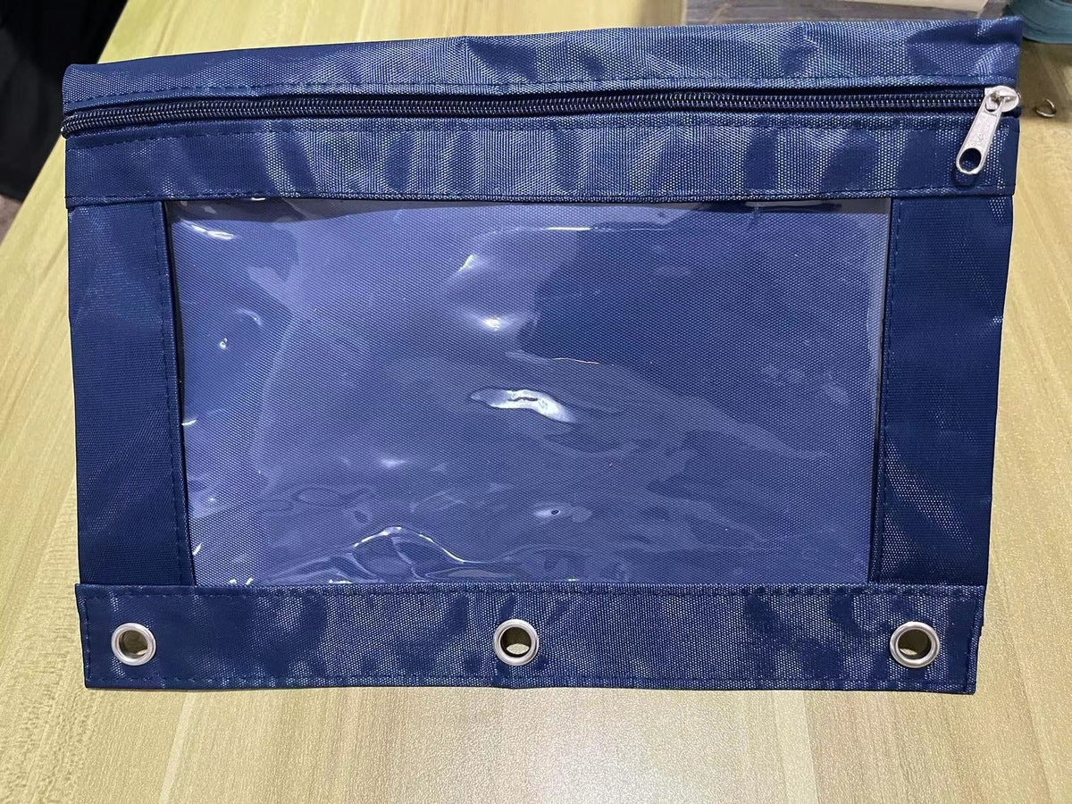 Fashion Simple Solid Color Three-Hole Oxford Fabric Large Capacity Pencil Bag