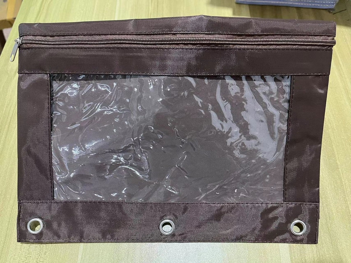 Fashion Simple Solid Color Three-Hole Oxford Fabric Large Capacity Pencil Bag