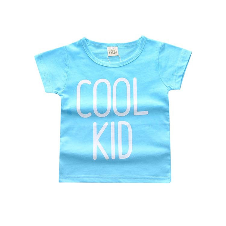 Baby Casual Round Neck Short Sleeve Letter Pattern T-shirt