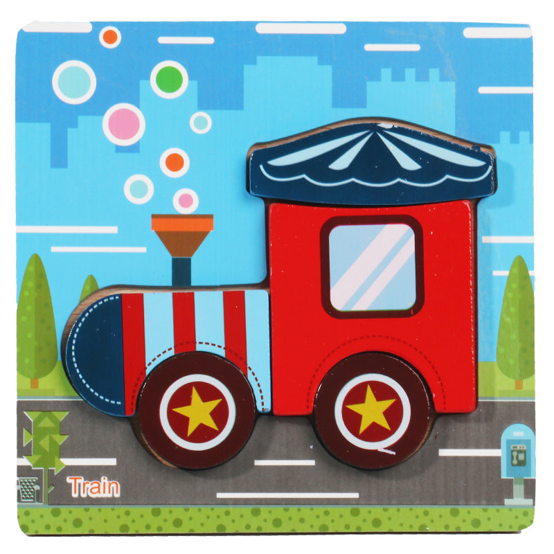 1-3 To Early Education Wooden Children'S Educational Cartoon Animal Three-Dimensional Puzzle
