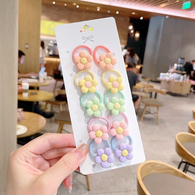 10pcs/set Girls Cute Cartoon Fruit Mini Elastic Hair Band