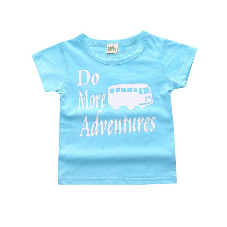 Baby Casual Round Neck Short Sleeve Letter Pattern T-shirt