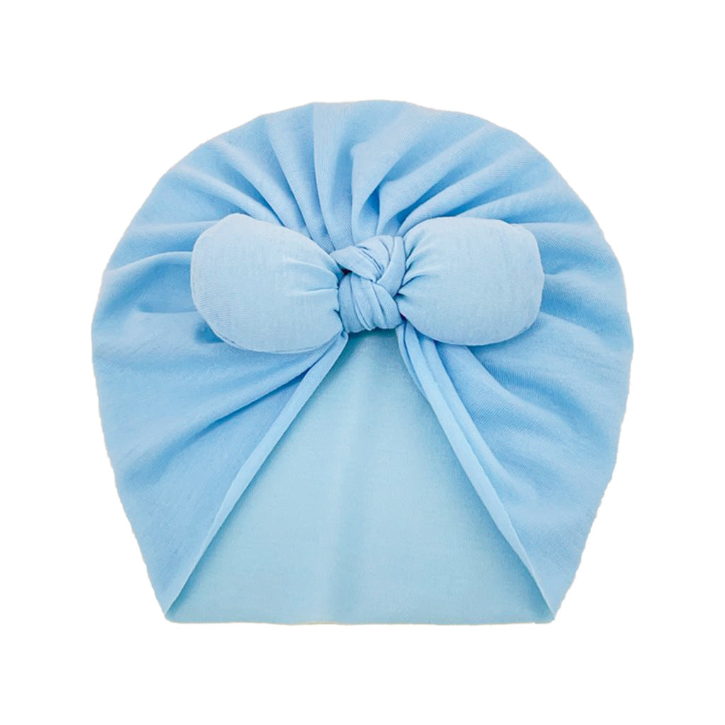 Newborn Cute Solid Color Bow Turban Cap