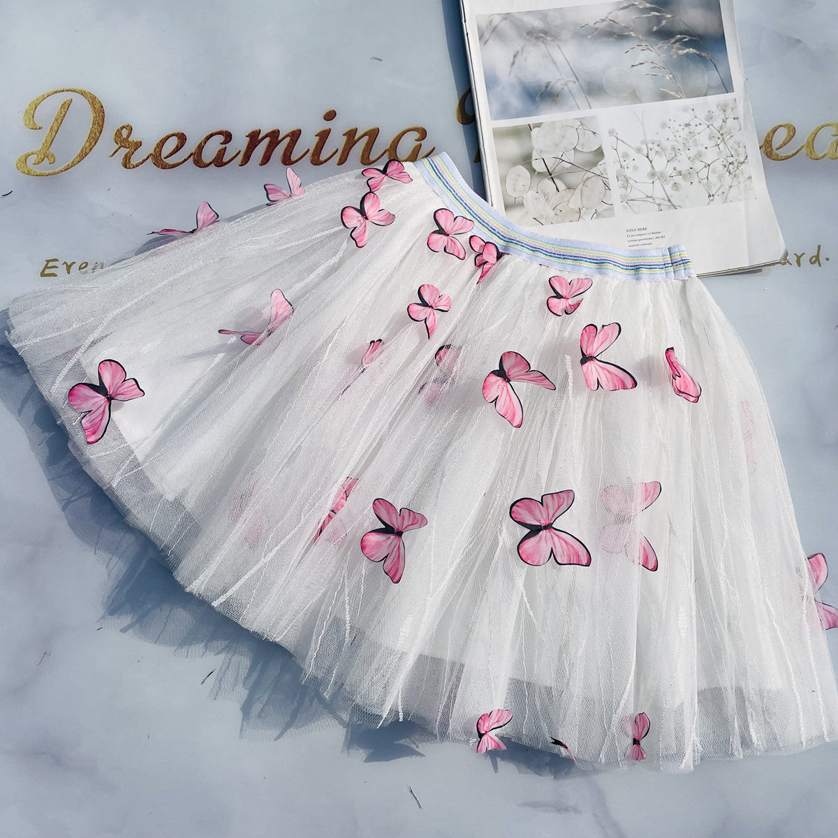 Girl'S Fashion Butterfly Mesh Tutu Skirt