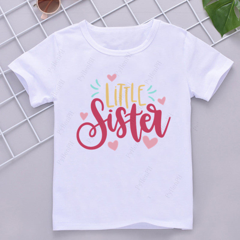Kids Girls Casual Letter Pattern Round Neck Short Sleeve Basic T-shirt