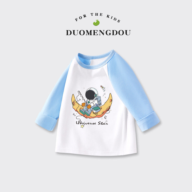 Kids Toddler Boys Girls Casual Cute Cartoon Print Long Sleeve Round Neck T-Shirt