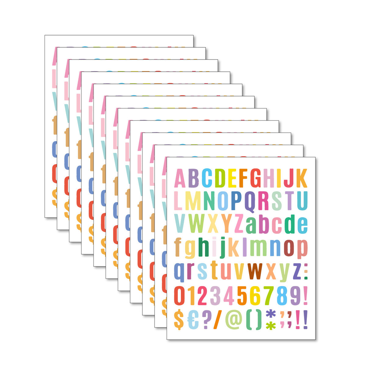 Waterproof Multicolor Digital Letter Sticker