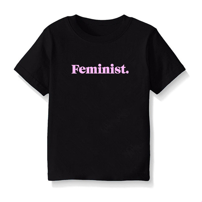 Children Kids Toddlers Girls Boys Short-Sleeved Letter Print T-Shirt