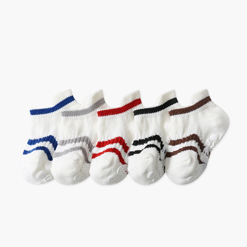 5 Pairs/Lot Non-Slip Rubber Ankle Baby Cotton Socks