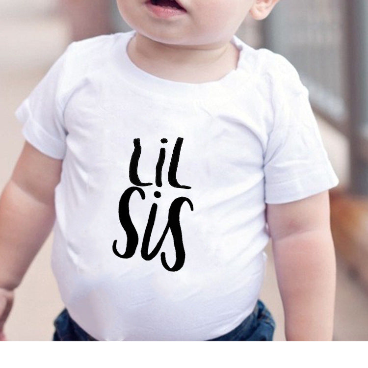 Children Kids Baby Fashion Girls Boys Sister Brother Round Neck T-Shirt
