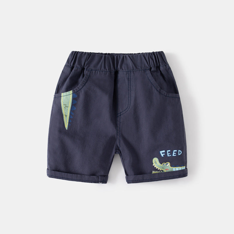 Kids Toddler Boys Casual Cute Cartoon Crocodile Print Shorts