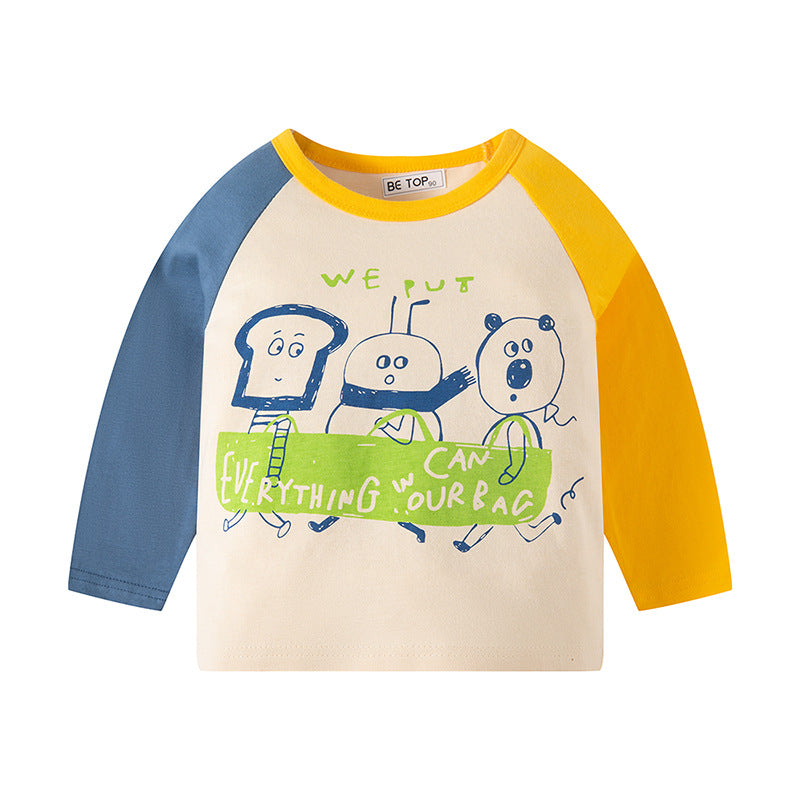 Kids Toddler Boys Casual Cute Alphabet Cartoon Print Long Sleeve T-Shirt