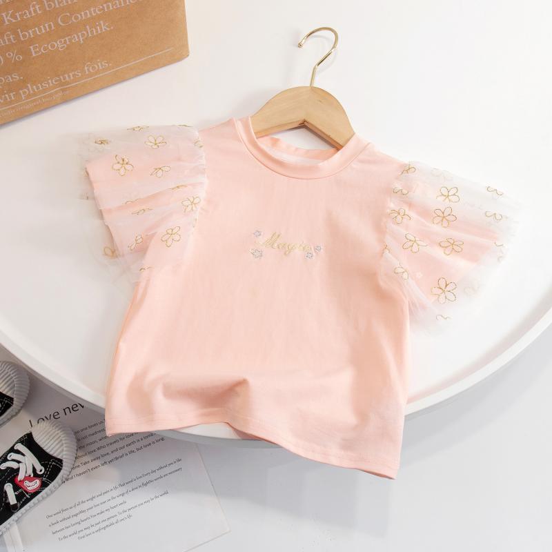 Children Kids Toddlers Girls Mesh Short Sleeve T-Shirt