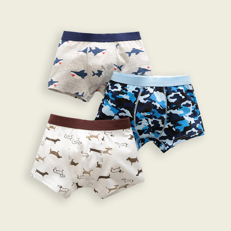 Kids Toddler Boys Cute Cartoon Print Underwear Boxer Pants Sets