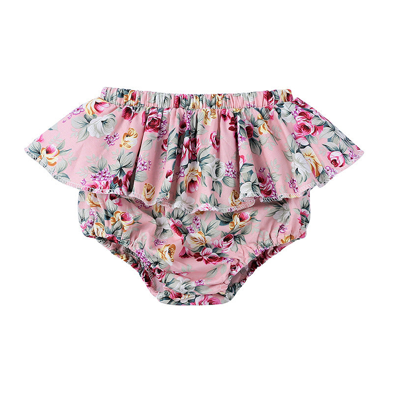 Children Kids Baby Fashion Girls Casual Flower Print Shorts