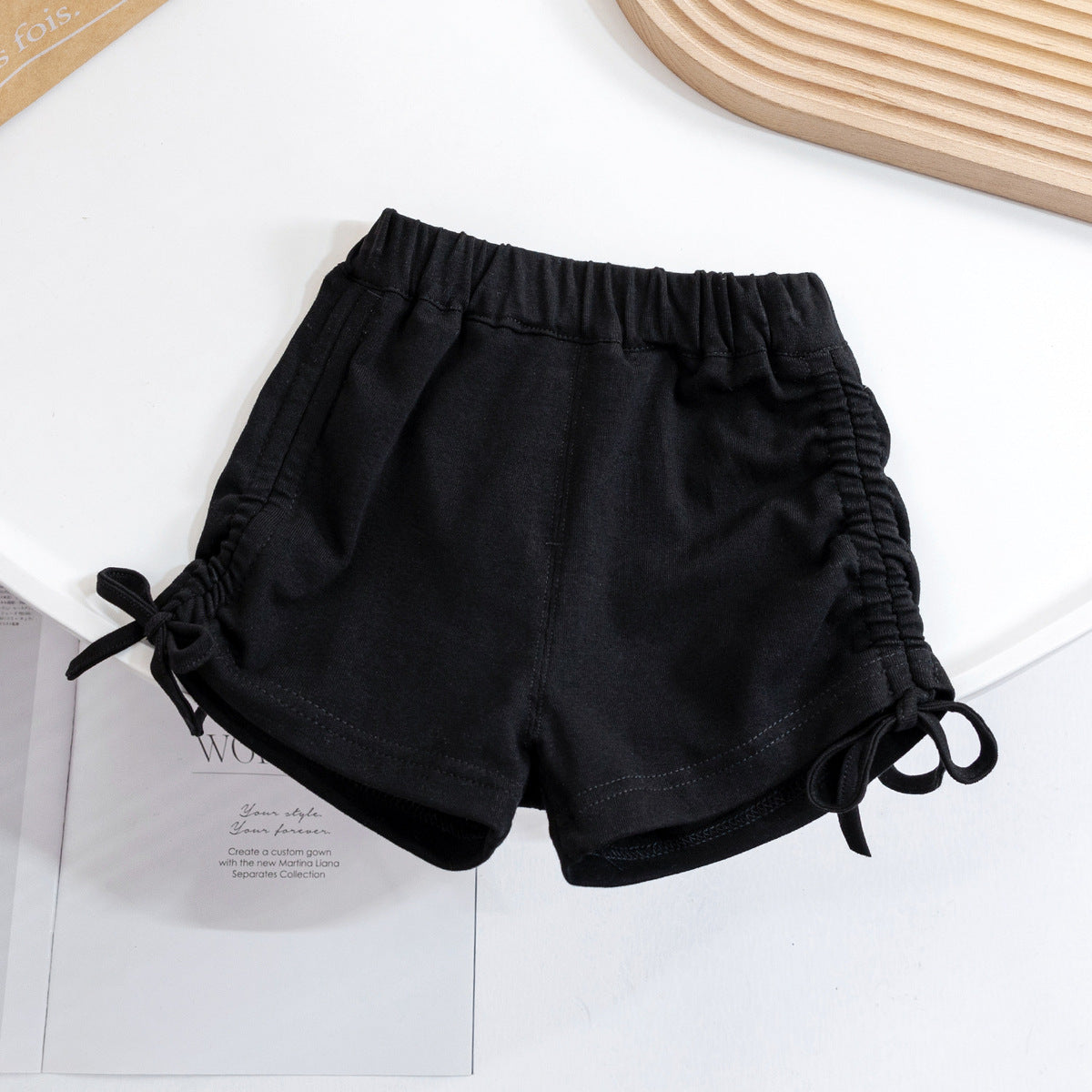 Girls Fashion Solid Color Drawstring Shorts