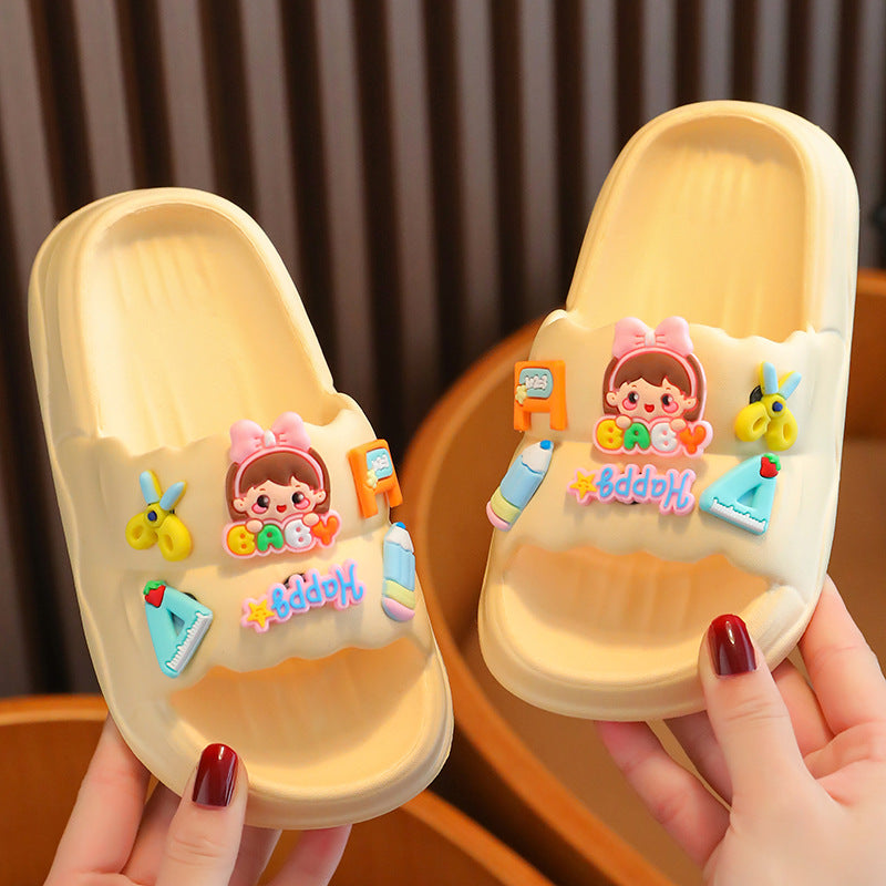 Children Kids Baby Fashion Girls Boys Cartoon Soft Sole Casual Slippers Shoes
