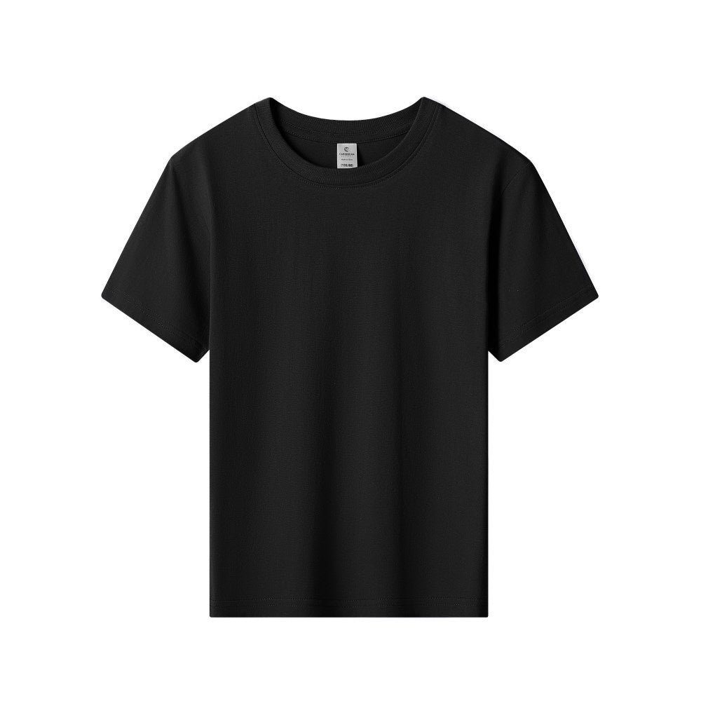 Children Kids Baby Teen Fashion Girls Boys Casual Basic 180g Pure Cotton Round Neck Short-Sleeved Solid Color T-Shirt