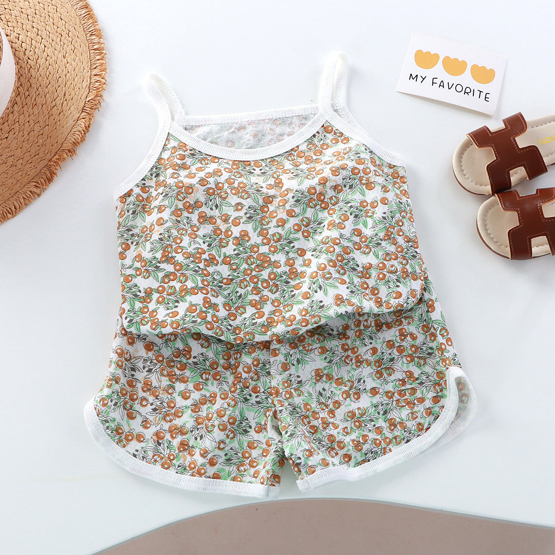 Cotton Toddler Girls Summer Camis Shorts Two-Piece Set