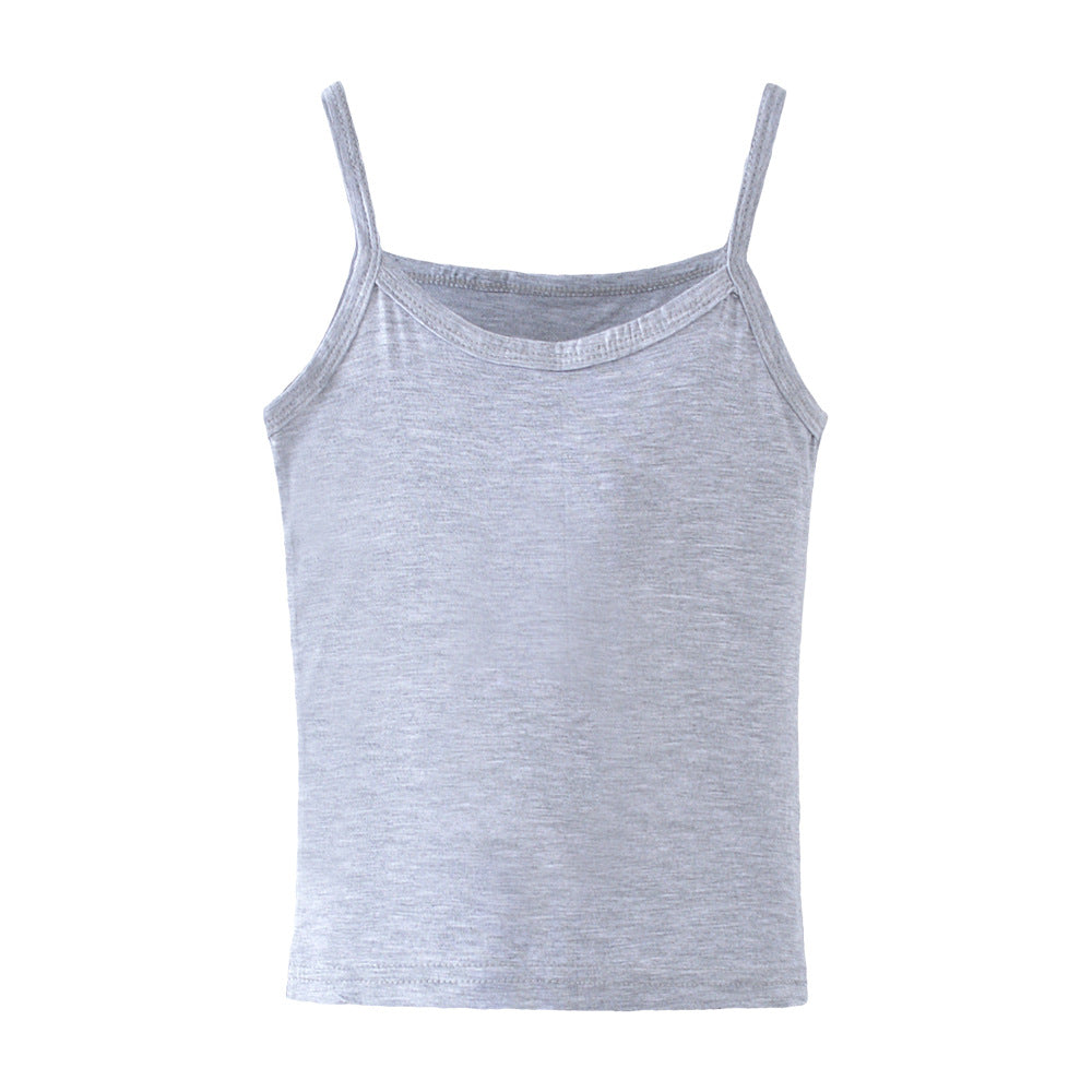 Kids Girls Basic Solid Color Suspender Bottoming Soft Skin-friendly Vest