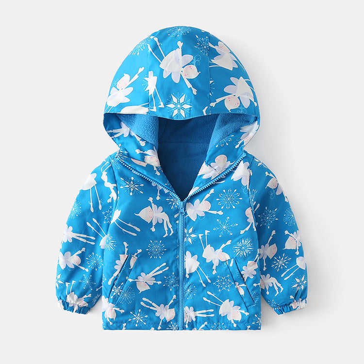 Autumn And Winter Waterproof Plus Velvet Windbreaker Printing Coat Polar Fleece Assault Cotton Coat Thickened And Warm