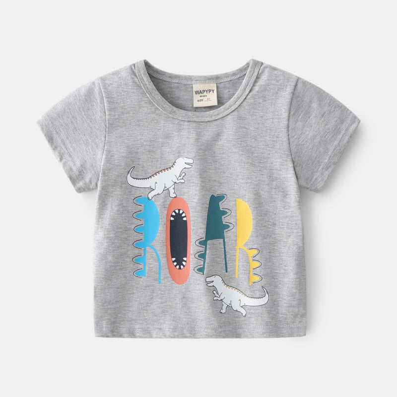 Children Kids Baby Fashion Boys Short Sleeve Cartoon Print Casual Basic T-Shirt