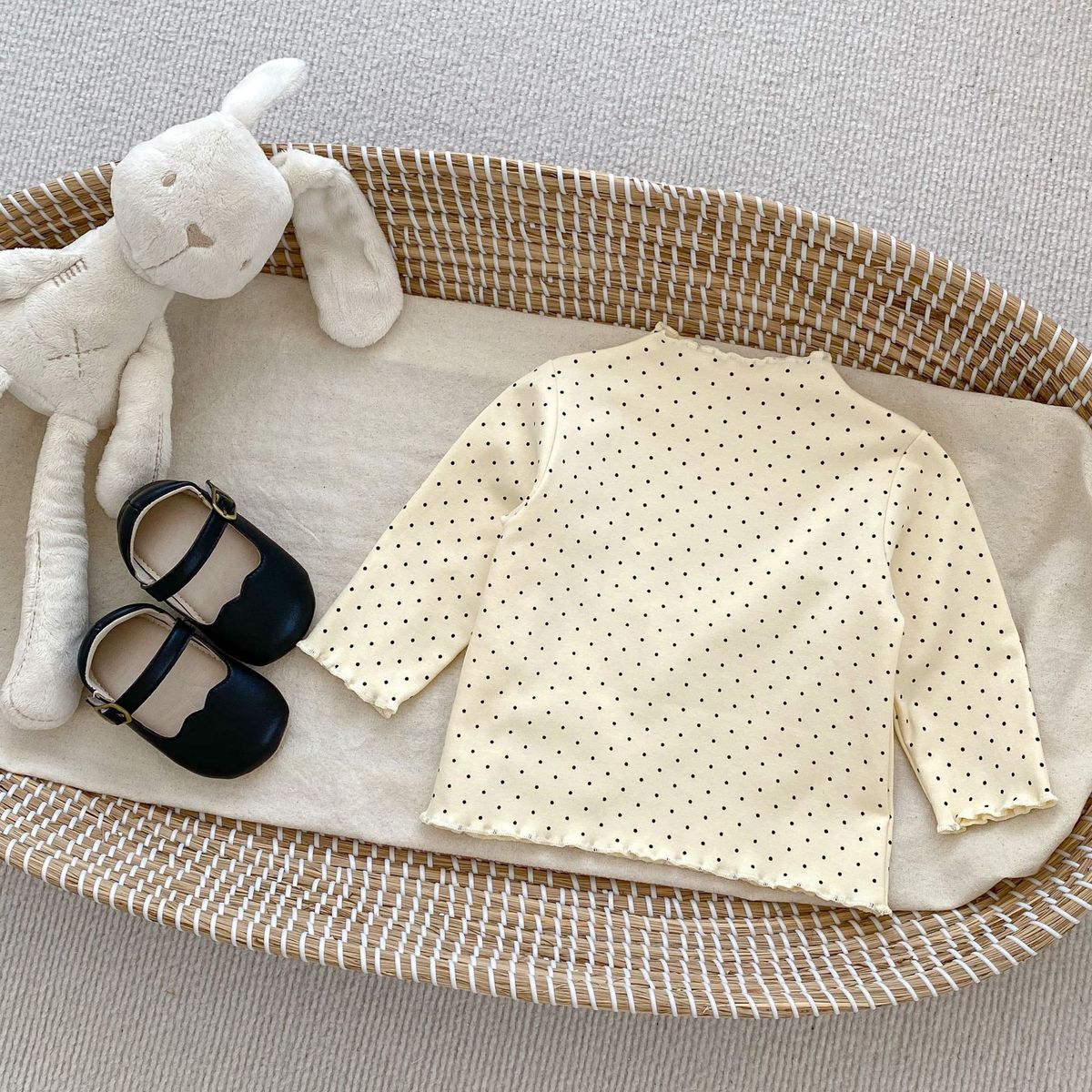Kids Baby Girls Tiny Flower Stripe Polka Dot Long Sleeve Top