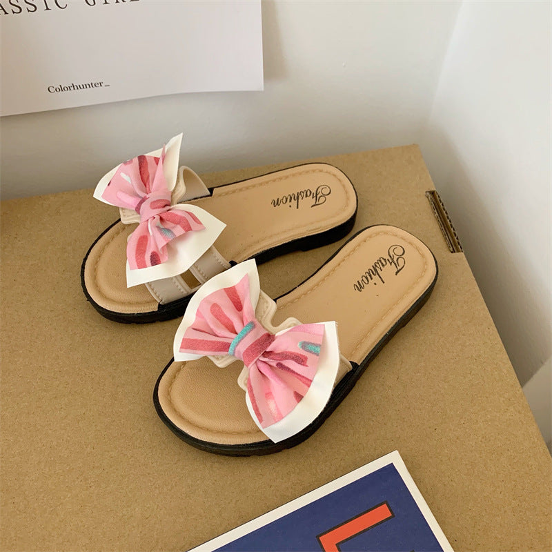 Children Kids Toddlers Girls Bow Princess Slippers Shoes