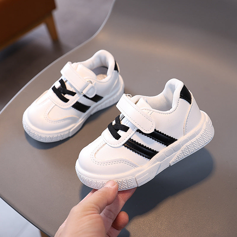 Kids Unisex Casual Cute Versatile Stripe Velcro Thick-Soled Sneakers