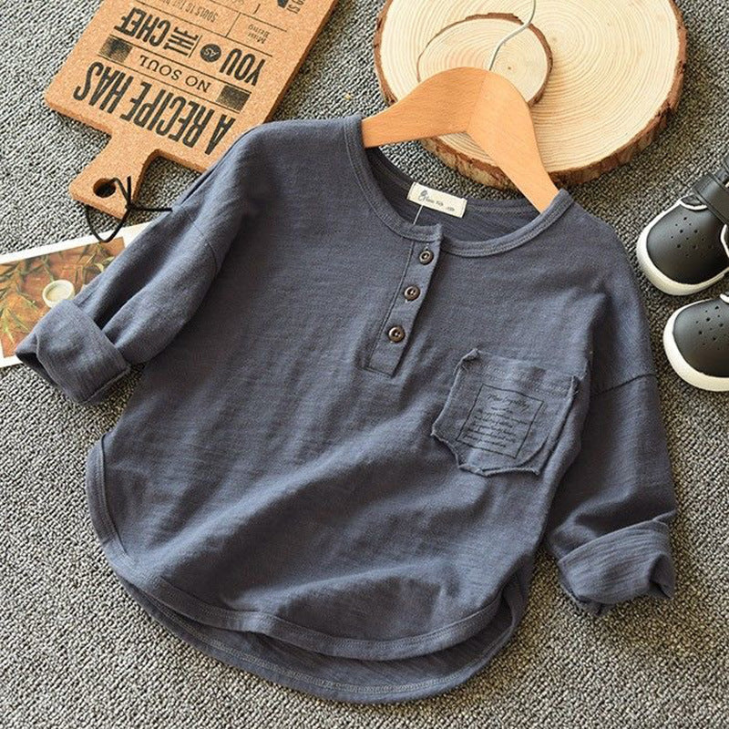Children Kids Toddlers Fashion Boys Long Sleeve Basic T-Shirt