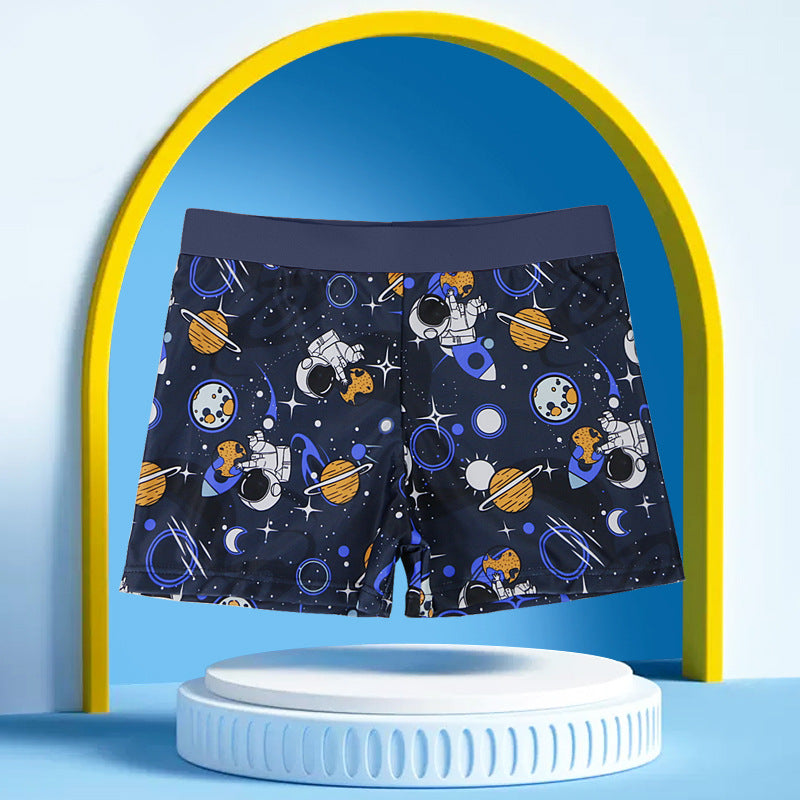 Children Cartoon Print Quick-Drying Swimming Trunks