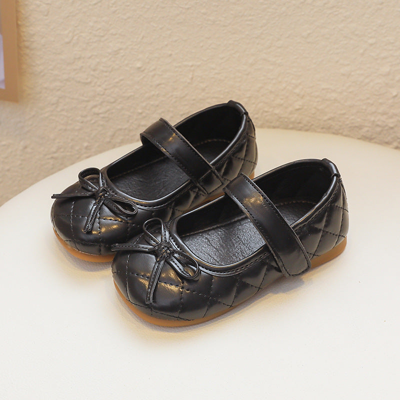 Children Kids Toddlers Girls Bow Leather Princess Shoes