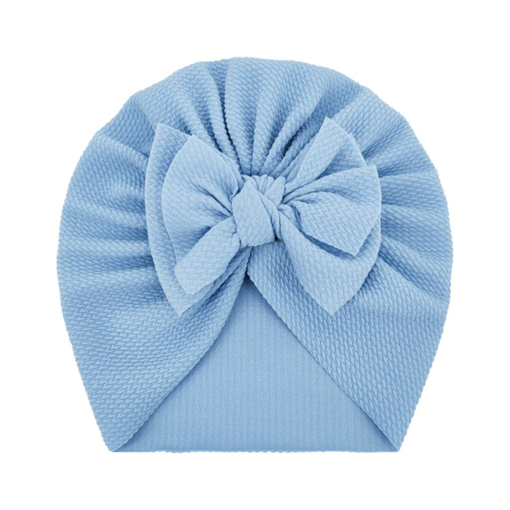 Newborn Cute Solid Color Bow Turban Cap