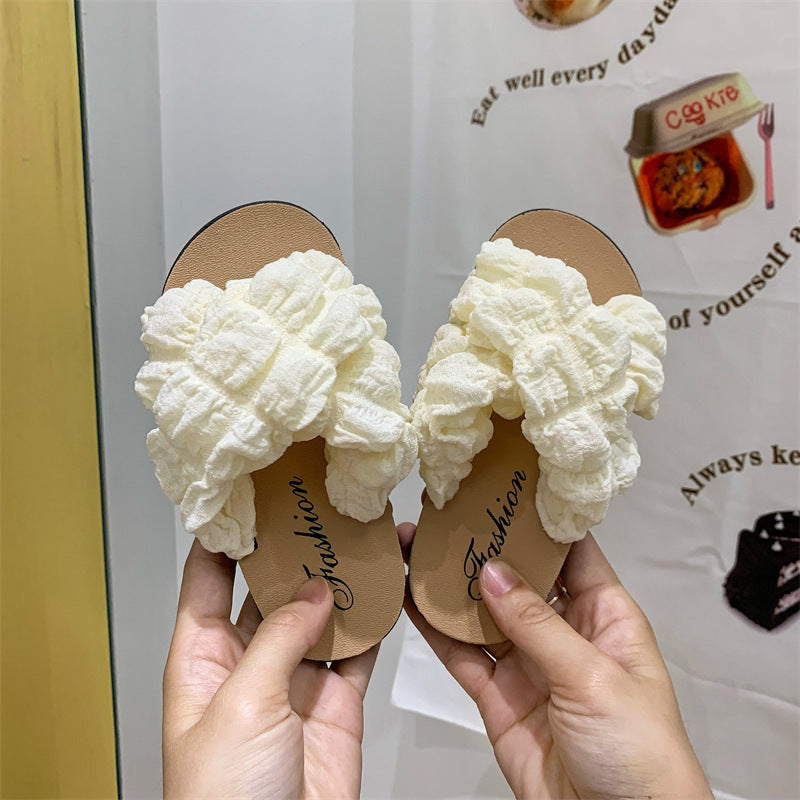 Girls' Fashion Cross-Strap Soft Bottom Anti-Slip Slippers