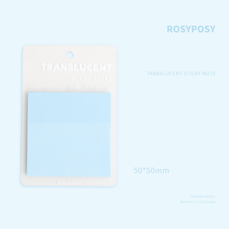 50pcs PET Self-Adhesive Transparent Waterproof Pastel Color Memo Pads