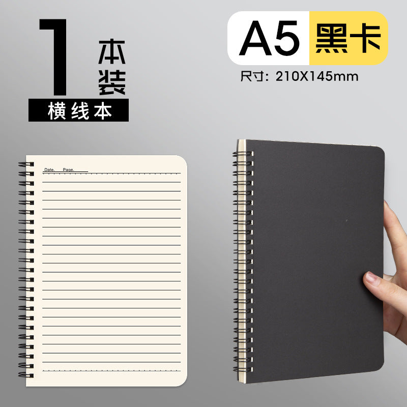 B5 Coil Cowhide Black Notebook Business Office Notepad
