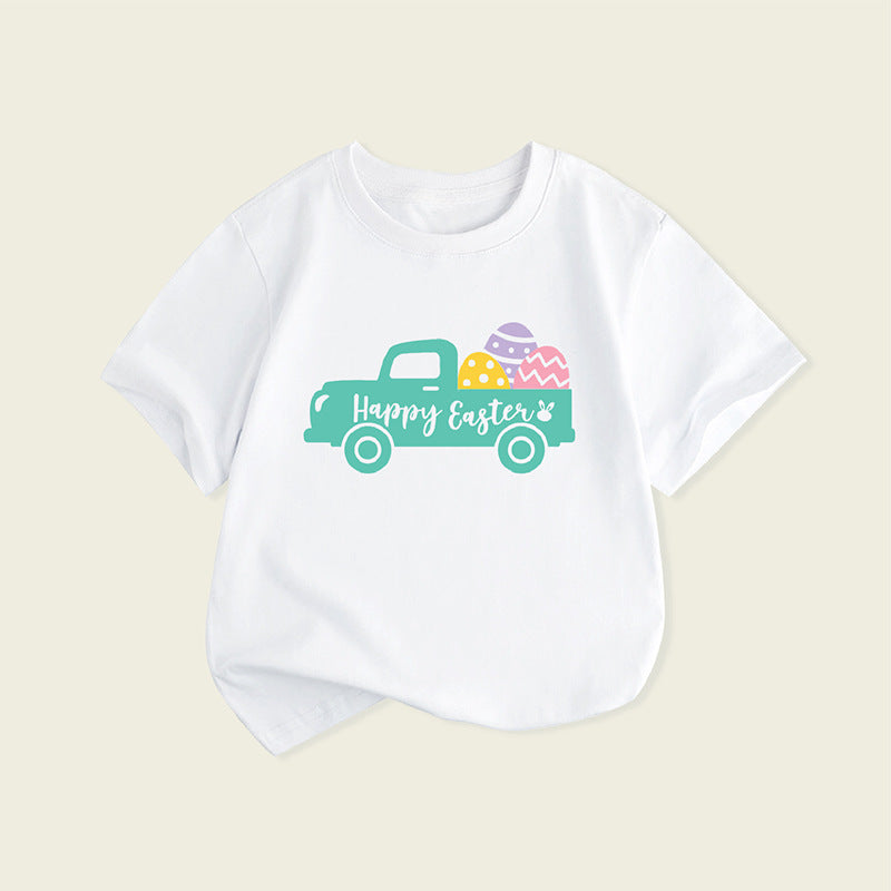 Kids Toddler Boys Girls Casual Cute Easter Egg Print Short Sleeve T-Shirt