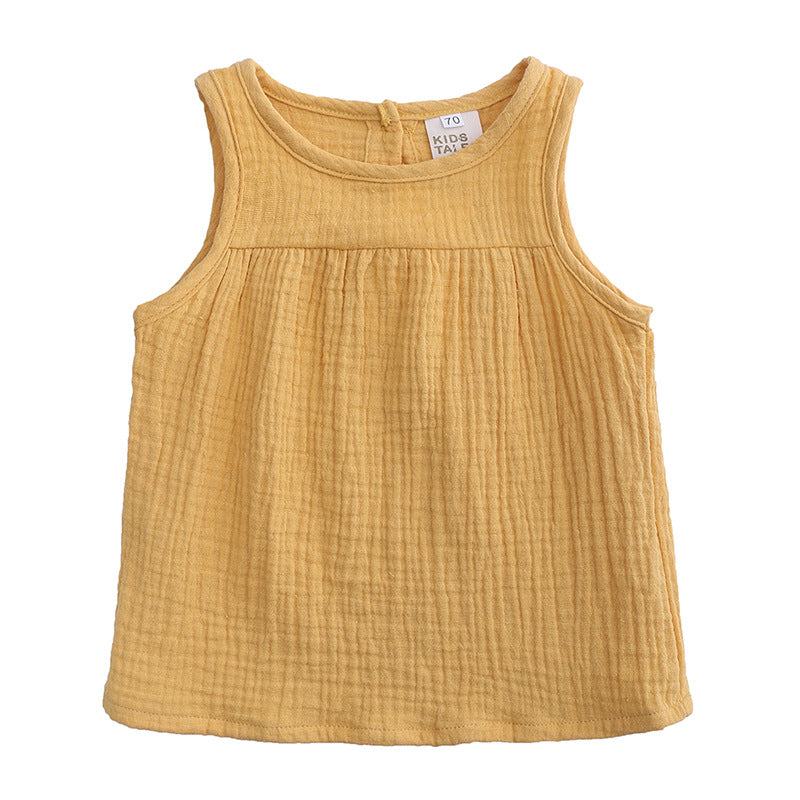Toddlers Newborn Baby Fashion Boys Girls Casual Basic Sleeveless Solid Color T-Shirt