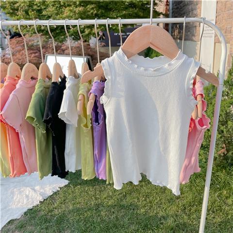 Children Kids Baby Fashion Girls Sleeveless Solid Color Basic T-Shirt