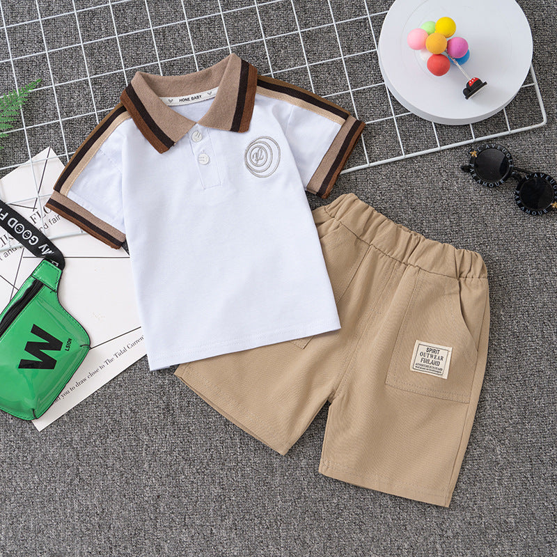 Boy'S Fashion Two-Piece Lel Polo Shirt Set