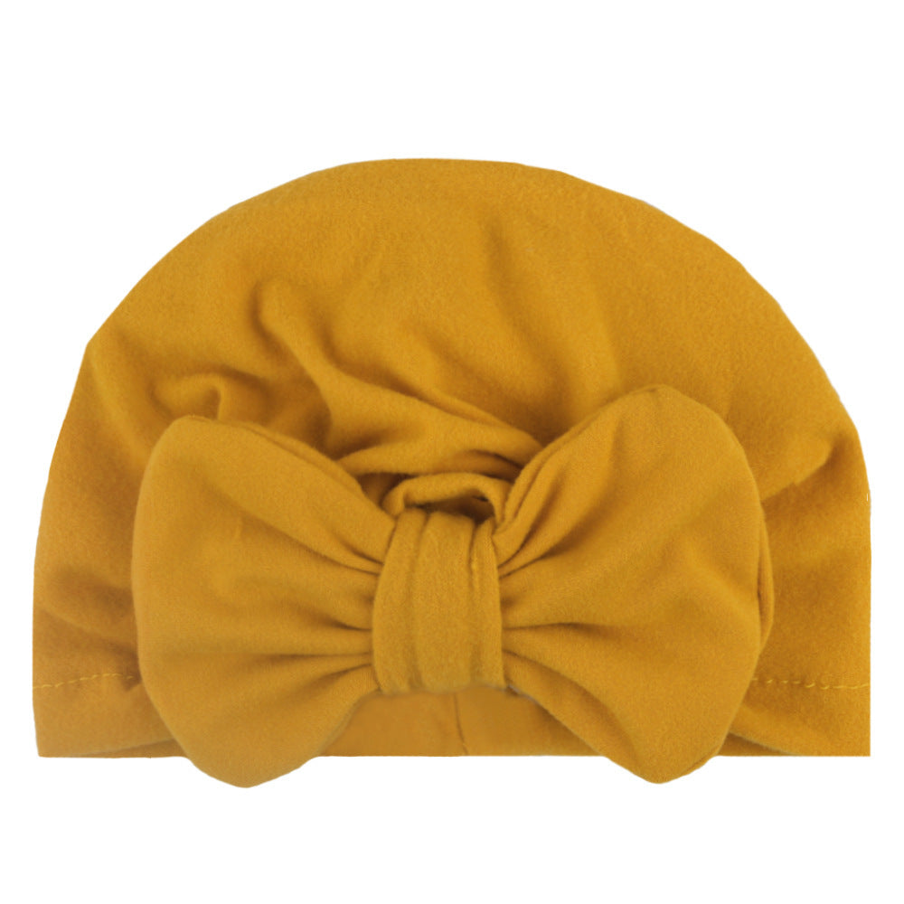 Newborn Cute Solid Color Bow Turban Cap