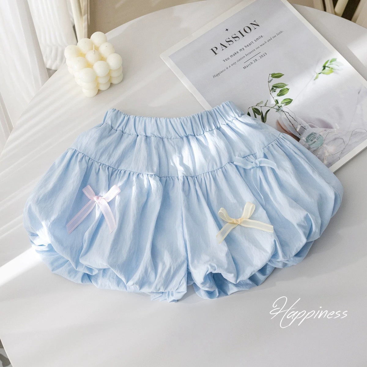 Little Girl Summer Solid Color Bow Sweet Shorts