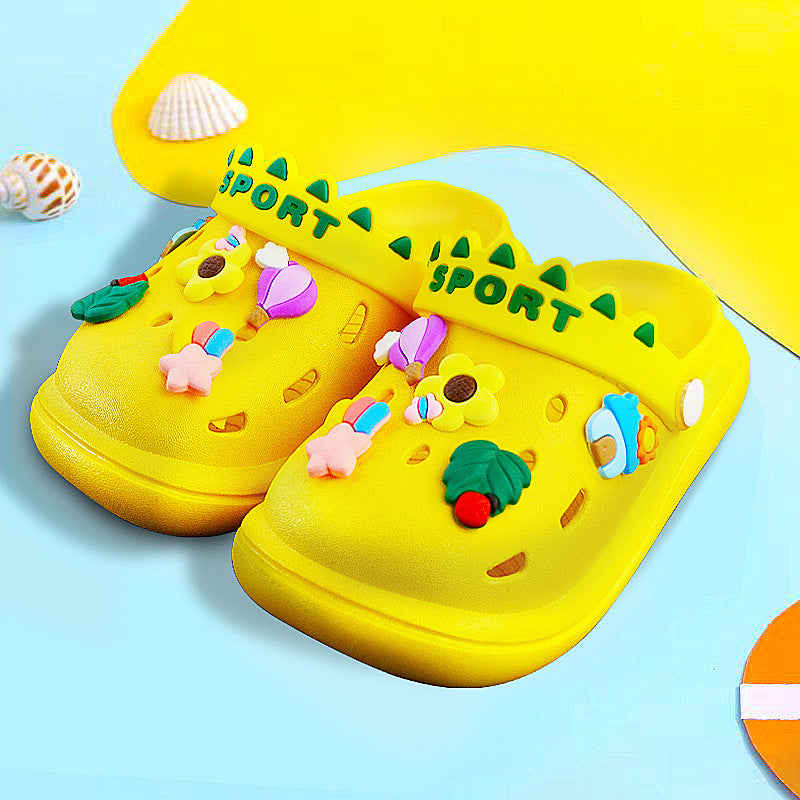 Children Kids Baby Fashion Girls Boys Cartoon Flower Rainbow Soft Sole Casual Clogs Slippers Shoes