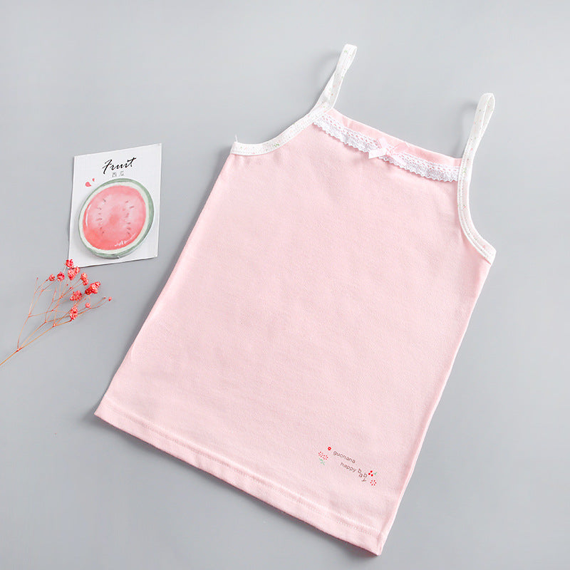 Girls Basic Bow Decor Lace Design Camisole