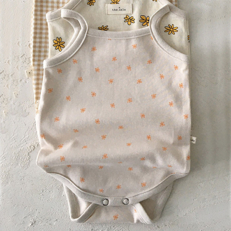 Unisex Baby Summer 3-6 Months Solid Color Floral Romper