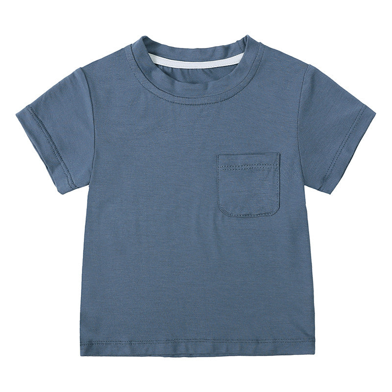 Kids Baby Boys Girls Casual Basic Solid Color Short Sleeve T-Shirt
